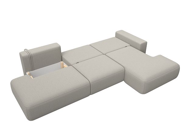 Диван угловой Лига-036 НПБ Модерн Лонг правый угол Рогожка бежевый - Вид 9