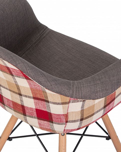 Стул обеденный DOBRIN DAW THOMAS (ножки светлый бук, сиденье 010 яркая клетка, серая ткань) - Вид 8