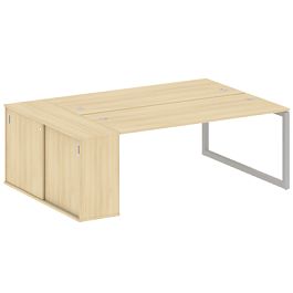 Metal System Quattro Р. ст. с шкафом-купе на О-образном м/к 50БО.РС-СШК-1.5 Т Акация/Серый металл 2210*1475*750 - Фото предпросмотра