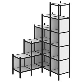 Loft Угловой внутренний стеллаж наборный VR.L-49 Белый бриллиант/Чёрный металл 1278*1278*2280 - Фото предпросмотра