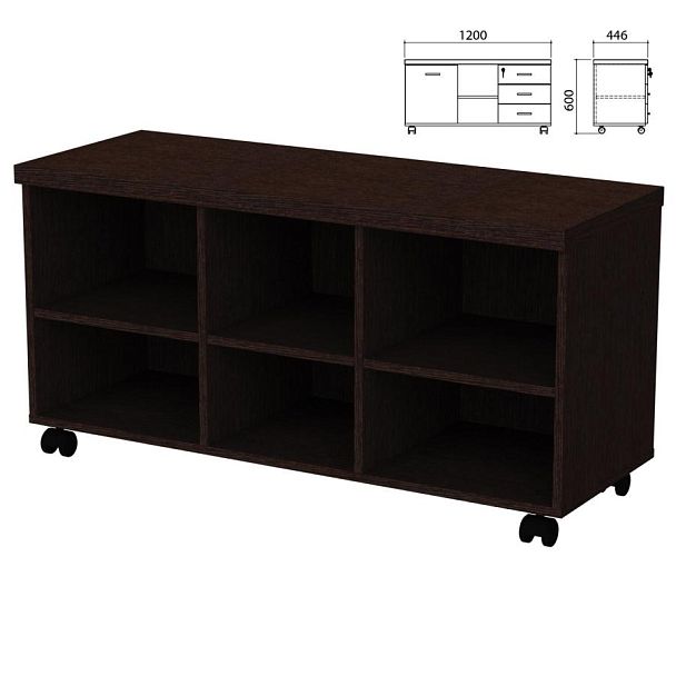 Тумба-креденция (каркас БЕЗ ФАСАДОВ) "Приоритет" (1200х446х600 мм), венге, К-924, К-924 венге - Вид 2