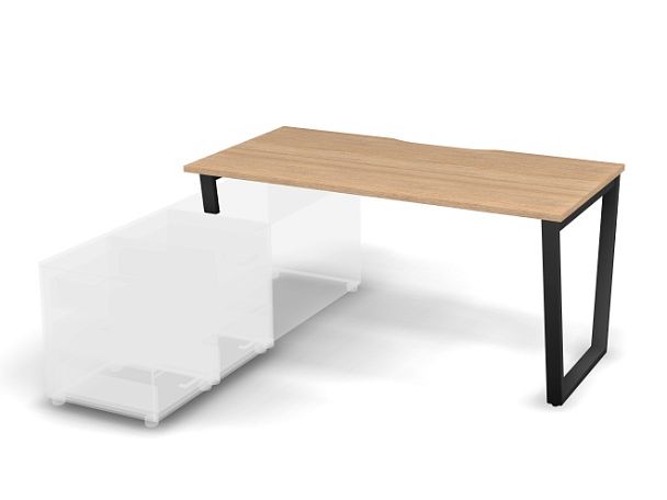 MATRIX 121B102-V Стол прямой, опора на тумбу, вырез. (V-опоры) 1580х780х775 Швейц-й вяз/Темно-серый - Вид 1