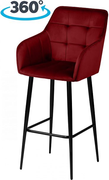 Барное поворотное кресло Мони К, Confetti bordo/черный - Вид 1