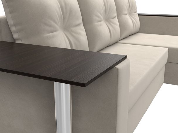 Угловой диван Атланта Лайт правый (полностью микровельвет бежевый) - Вид 4