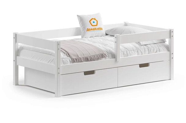 Кровать Пони 800х1600, сосна, цвет белый, с ящиками - Вид 1