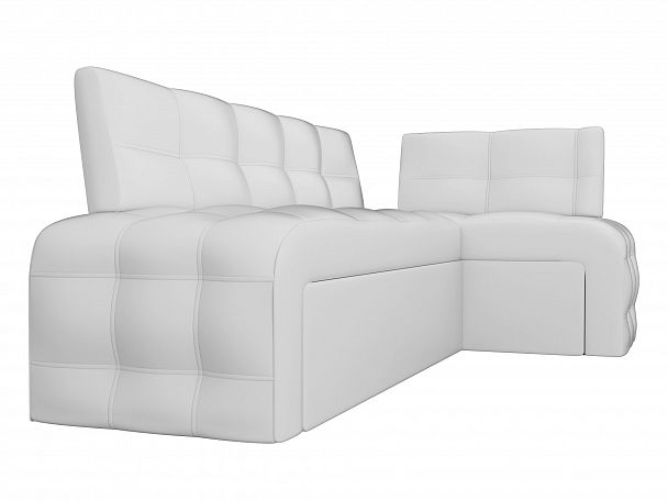 Кухонный угловой диван Люксор правый (полностью экокожа белая) - Вид 3