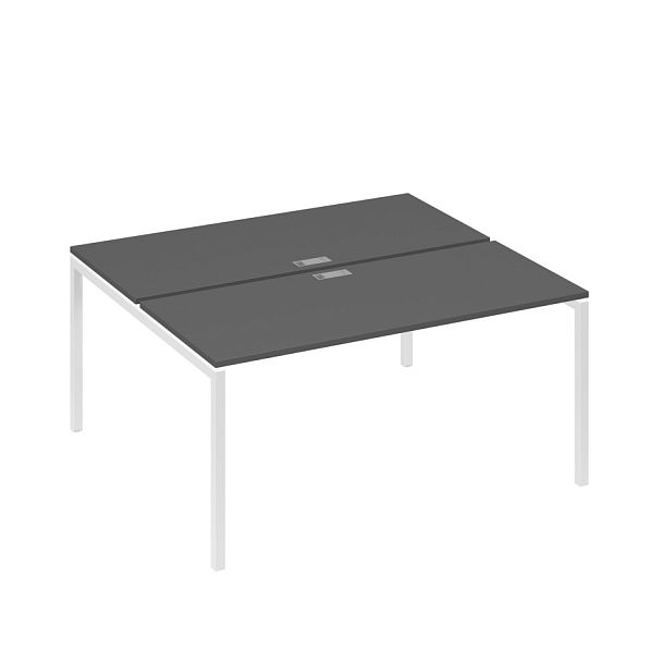 Станция офисная на каркасе DUE (2х160) A4 А4 С2 175 БП антрацит премиум / металлокаркас белый - Вид 1