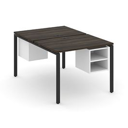 Concept Рабочая станция 2 сторонняя с подвесными тумбами на 2 места CN.DRS-105 Дуб Мали/Белый Бриллиант/Металл Черный 980*1480*750 - Фото предпросмотра