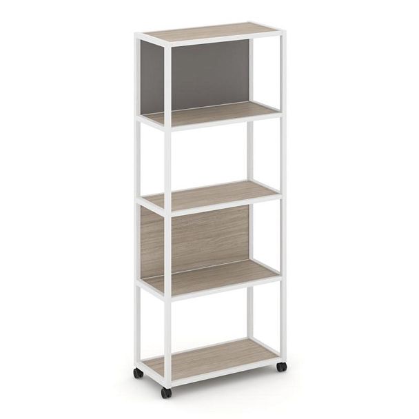Shelf Mobile Стеллаж 5 уровней 1 секция VR.LT-STK-503.12 Дуб Аттик/Металл Белый/W-11 1200*400*2000 - Вид 1
