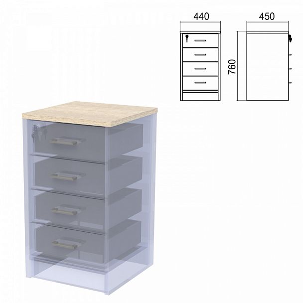 Крышка для тумбы приставной (АТ-05) "Арго", 440х450х22 мм, ясень шимо - Вид 1