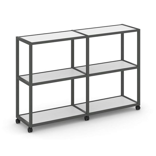 Shelf Mobile Стеллаж 3 уровня 2 секции VR.LT-STK-311.08 Белый Бриллиант/Металл Антрацит 1570*400*1046 - Вид 1