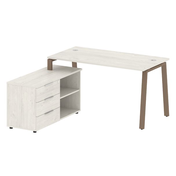 Metal System Р. ст. с тумбой на А-образном м/к БА.РС-СТС-2.3 (L) Дуб наварра/Мокко металл 1500*1520*750 - Вид 1