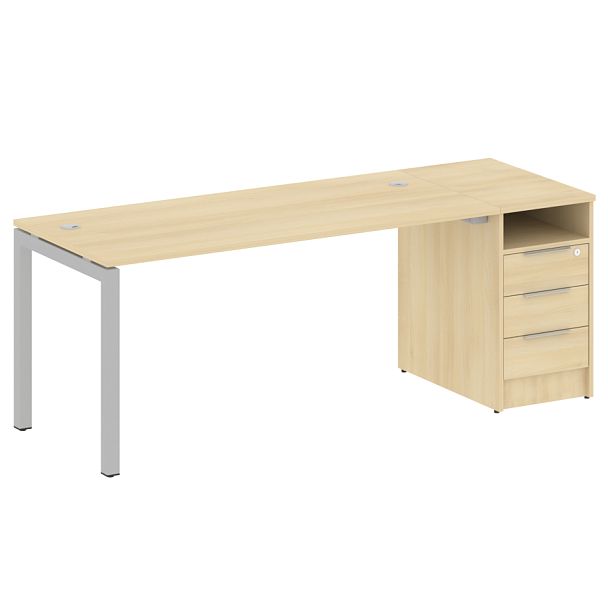 Metal System Quattro Р. ст. с тумбой на П-образном м/к 50БП.РС-СТП-1.4 Акация/Серый металл 2012*720*750 - Вид 1