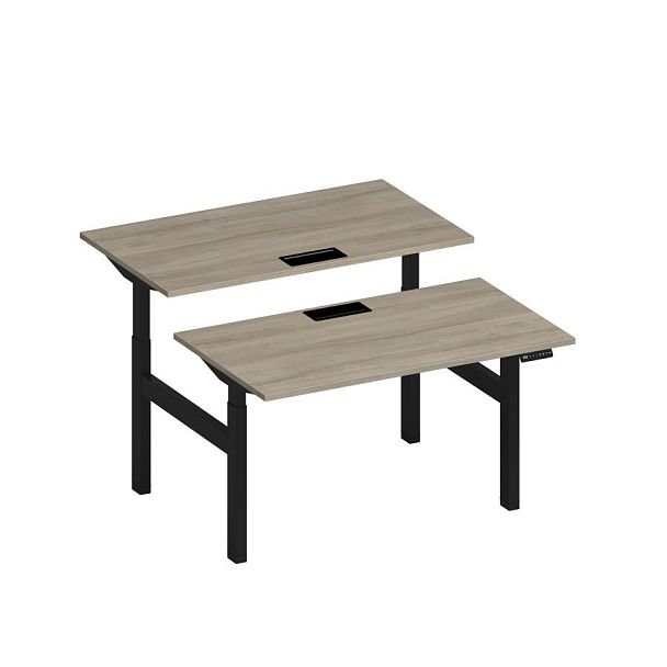 Рабочая станция на электроприводе с заглушками Elevo А2 ЧР 102 ВЛ вяз либерти/ черный гладкий - Вид 1