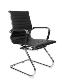 Кресло офисное / Техно CF / черная экокожа / хром - Фото предпросмотра