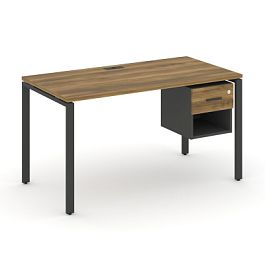 Concept Стол рабочий с подвесной тумбой 1 открытой нишей и одним ящ. CN.SP-117 W Сандал Янтарный/Антрацит/Металл Антрацит 980*720*750 - Фото предпросмотра