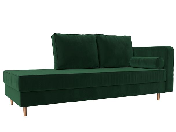 Кушетка Прайм правый (полностью велюр зеленый) - Вид 1
