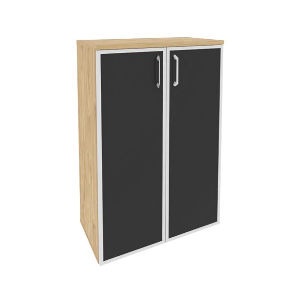 Onix Шкаф средний широкий O.ST-2.4 R black Тиквуд светлый/Стекло black 800*420*1207 - Вид 1