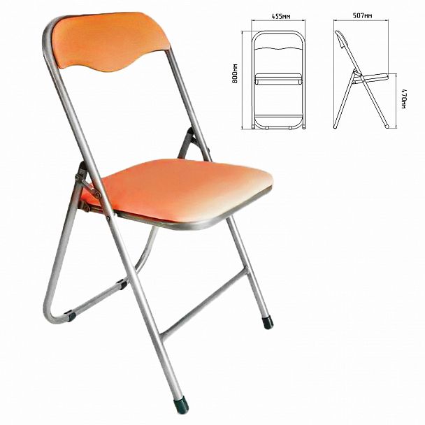 Стул складной для дома и офиса РС04, серебристый каркас, кожзам песочный - Вид 2