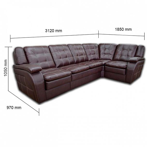 Угловой диван "Йорк" БЛ-3РУ кожа - Вид 2