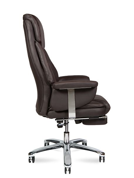 Кресло Парламент / (brown) сталь + хром / темно-коричневая экокожа - Вид 3