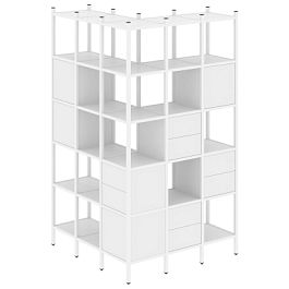 Loft Угловой внешний стеллаж наборный VR.L-53 Белый бриллиант/Белый металл 1278*1278*2280 - Фото предпросмотра