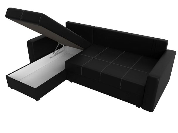 Диван угловой Ливерпуль Лайт левый угол Экокожа черный - Вид 10