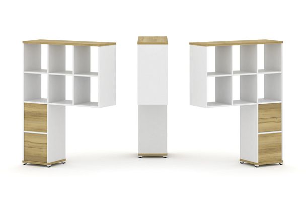 Concept Надставка высокая CN.DNV-008 Дуб Винченцо/Белый Бриллиант/Металл Белый 1099*350*1486 - Вид 1