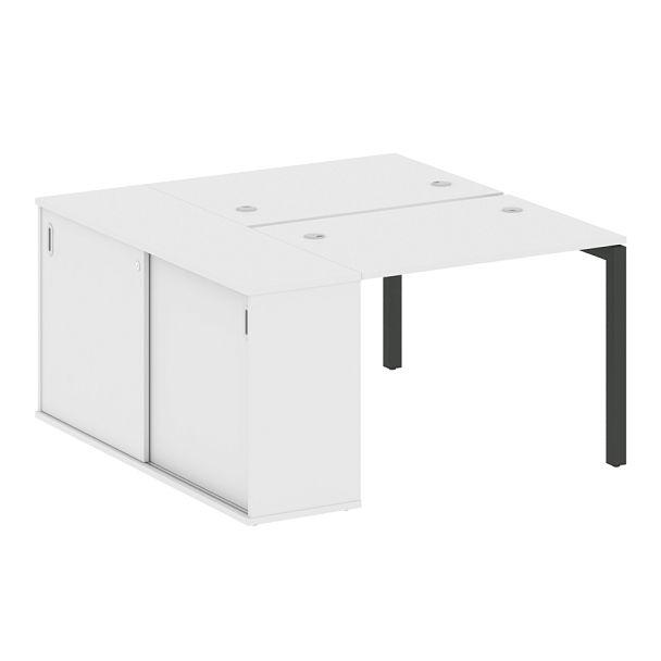 Metal System Quattro Р. ст. с шкафом-купе на П-образном м/к 50БП.РС-СШК-1.1 Т Белый/Антрацит металл 1410*1475*750 - Вид 1