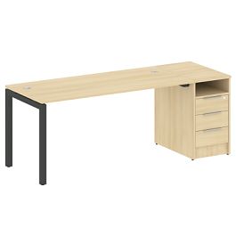 Metal System Quattro Р. ст. с тумбой на П-образном м/к 50БП.РС-СТП-1.4 Акация/Антрацит металл 2012*720*750 - Фото предпросмотра