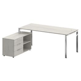 Metal System Direct Стол руковододителя с тумбой левый БГ.СРТ-5.8 (L) Дуб наварра/Нерж. сталь 1900*1620*750 - Фото предпросмотра