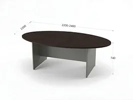 БЕРЛИН / BERLIN Конференц-стол овальный 2400х1200х740 Венге/Серый - Фото предпросмотра
