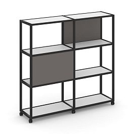 Shelf Mobile Стеллаж 4 уровня 2 секции VR.LT-STK-412.12 Белый Бриллиант/Металл Черный/W-26 2370*400*1523 - Фото предпросмотра