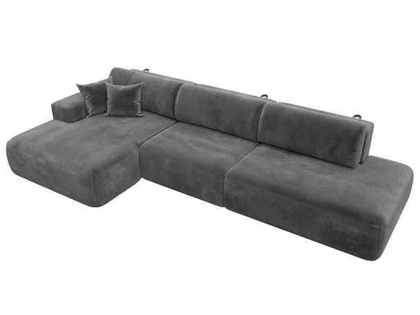 Диван угловой Лига-036 НПБ Модерн Лонг левый угол Велюр серый - Вид 5