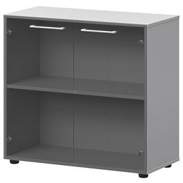 Шкаф низкий со стеклом СМШ28S(Б) Белый 792x380x811 Кортез - Фото предпросмотра