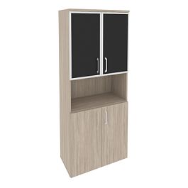 Onix Шкаф высокий широкий O.ST-1.4 R black Дуб аттик/Стекло black 800*420*1977 - Фото предпросмотра