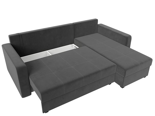 Диван угловой Ливерпуль Лайт правый угол Велюр серый - Вид 7