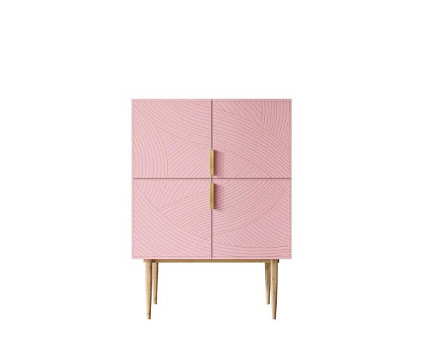 Малый комод с четырьмя дверками на высоких ножках Line LN13/GR1/pink - Вид 1