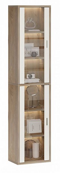 Шкаф-витрина Домино СУ(ш1в2)+2ФС Белый/Нельсон - Вид 2