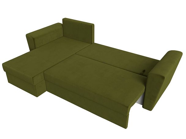 Угловой диван Амстердам Лайт левый (полностью микровельвет зеленый) - Вид 9
