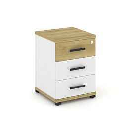 Concept Тумба опорная/приставная 3 ящ. CN.TUO-001 B Дуб Винченцо/Белый Бриллиант/Металл Черный 420*420*583 - Фото предпросмотра