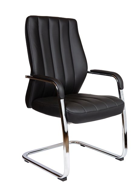 Кресло офисное / Madrid CF Black / алюминиевая  база  / черная экокожа - Вид 1