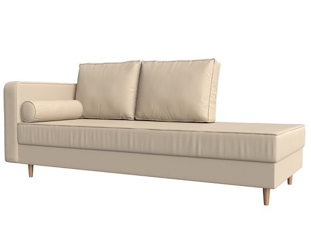 Кушетка Прайм левый (полностью экокожа бежевая) - Вид 1