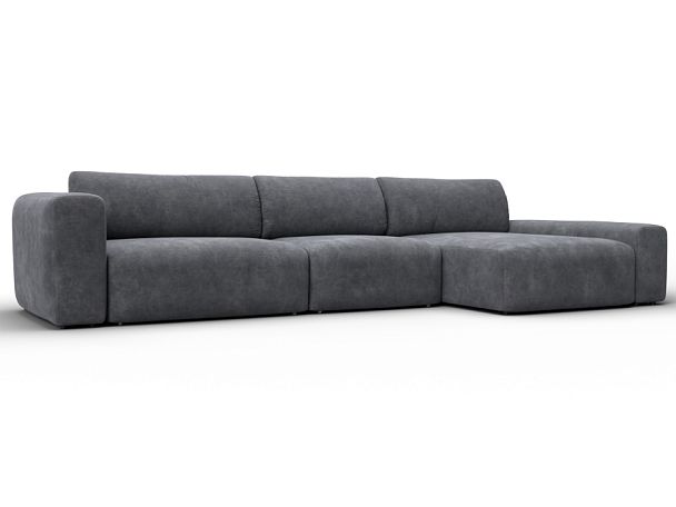 Диван угловой Лига-066 НПБ Лонг угол правый Велюр серый - Вид 1