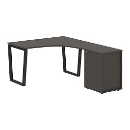 Стол эргономичный с тумбой EVCET 1318(R) Мокко/Черный 1360х1880х750 EDIS - Фото предпросмотра