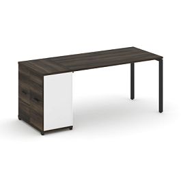 Concept Стол рабочий с опорным распаш. шкафом CN.SP-219 W Дуб Мали/Белый Бриллиант/Металл Черный 1800*720*750 - Фото предпросмотра