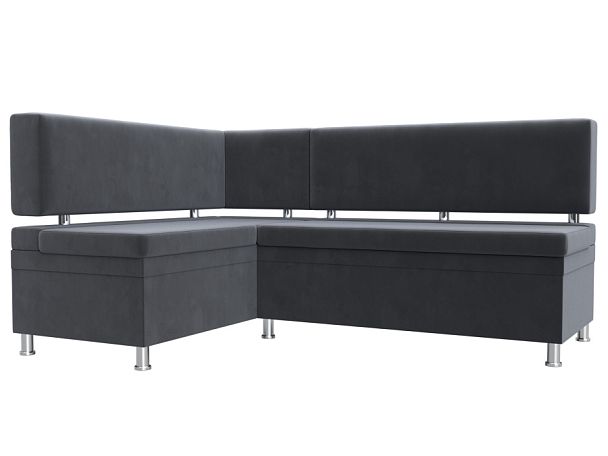 Кухонный уголок Стайл левый (полностью велюр серый) - Вид 1