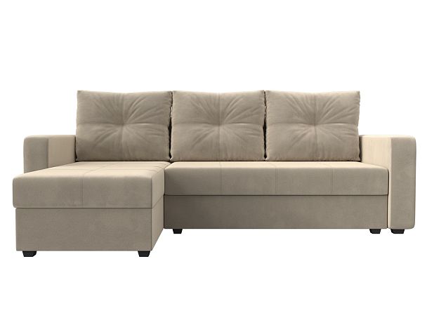 Диван угловой Ливерпуль Лайт левый угол Микровельвет бежевый - Вид 2