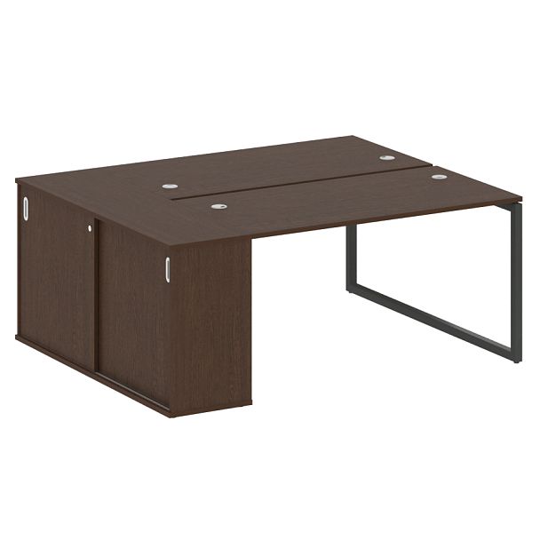 Metal System Quattro Р. ст. с шкафом-купе на О-образном м/к 40БО.РС-СШК-1.3 Т Венге/Антрацит металл 1810*1475*750 - Вид 1