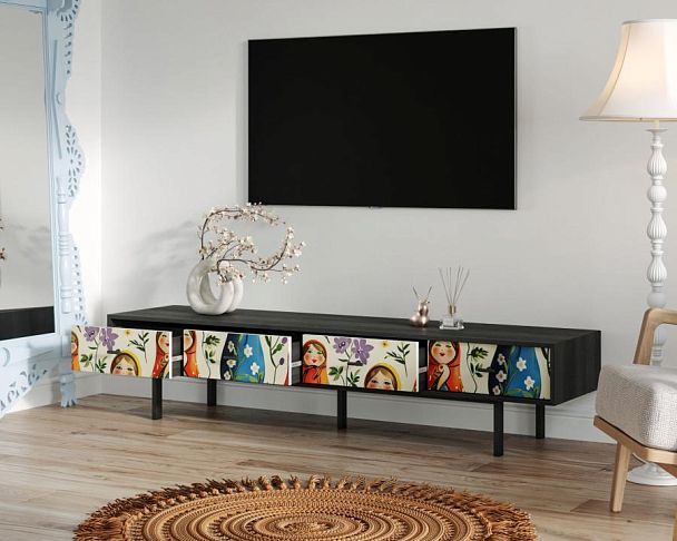 Комод с четырьмя ящиками под TV Emerson Матрешки арт EM06/Art04 - Вид 2